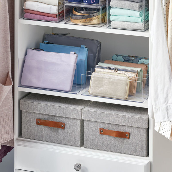 Mdesign Plastic Divided Purse Organizer For Closets, 5 Sections, 2 Pack